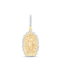 10K Yellow Gold Natural Diamond Virgin Mother Mary Men%27s Charm 0.50 Cttw