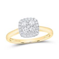 14K Yellow Gold Natural Diamond Cushion Ring 0.33 Cttw
