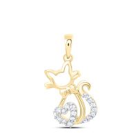 10K Yellow Gold Natural Diamond Heart Pendant 0.10 Cttw