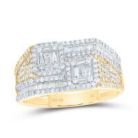 10K Yellow Gold Natural Diamond Men%27s Ring 1.20 Cttw
