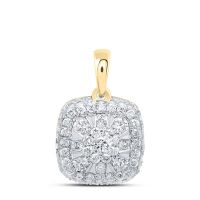 14K Yellow Gold Natural Diamond Cushion Pendant 0.50 Cttw