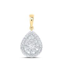 14K Yellow Gold Natural Diamond Pear Pendant 0.50 Cttw
