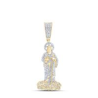 10K Yellow Gold Natural Diamond St. Jude Men%27s Charm 1.20 Cttw