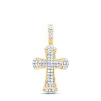 10K Yellow Gold Natural Diamond Cross Pendant 0.38 Cttw