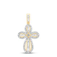 10K Yellow Gold Natural Diamond Cross Pendant 0.63 Cttw