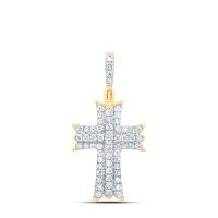 10K Yellow Gold Natural Diamond Cross Pendant 0.50 Cttw
