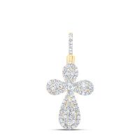 10K Yellow Gold Natural Diamond Cross Pendant 0.50 Cttw