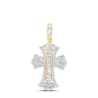 10K Yellow Gold Natural Diamond Cross Pendant 0.63 Cttw