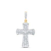10K Yellow Gold Natural Diamond Cross Pendant 0.63 Cttw