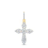 10K Yellow Gold Natural Diamond Cross Pendant 0.38 Cttw