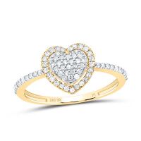 10K Yellow Gold Natural Diamond Heart Ring 0.25 Cttw