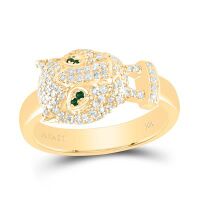 10K Yellow Gold Natural Diamond Leopard Ring 0.50 Cttw