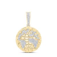 10K Yellow Gold Natural Diamond The World Is Yours Men%27s Charm 0.50 Cttw