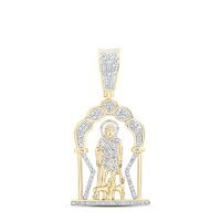 10K Yellow Gold Natural Diamond Lazaro Men%27s Charm 0.75 Cttw