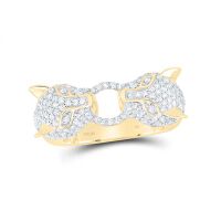 10K Yellow Gold Natural Diamond Leopard Ring 1.33 Cttw