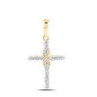 10K Yellow Gold Natural Diamond Cross Pendant 0.14 Cttw