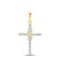 10K Yellow Gold Natural Diamond Cross Pendant 0.50 Cttw