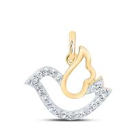 10K Yellow Gold Natural Diamond Dove Pendant 0.10 Cttw