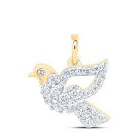 10K Yellow Gold Natural Diamond Dove Pendant 0.33 Cttw