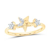 10K Yellow Gold Natural Diamond Star Ring 0.10 Cttw