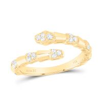 14K Yellow Gold Natural Diamond Snake Ring 0.25 Cttw