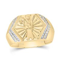 10K Yellow Gold Natural Diamond Men%27s Ring 0.25 Cttw