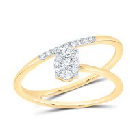 14K Yellow Gold Natural Diamond Oval Ring 0.20 Cttw