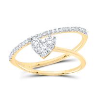 14K Yellow Gold Natural Diamond Heart Ring 0.38 Cttw