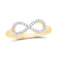 10K Yellow Gold Natural Diamond Infinity Ring 0.14 Cttw