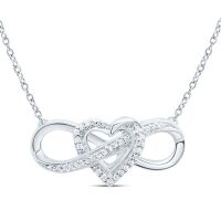 Sterling Silver Natural Diamond Heart Necklace 18 Inch 0.10 Cttw