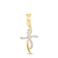 10K Yellow Gold Natural Diamond Cross Pendant 0.05 Cttw
