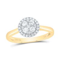 14K Yellow Gold Natural Diamond Round Ring 0.33 Cttw