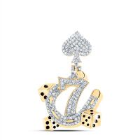 10K Yellow Gold Natural Diamond 7 Lucky Men%27s Charm 0.50 Cttw