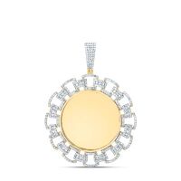 10K Yellow Gold Natural Diamond Circle Memory Men%27s Charm 1.38 Cttw