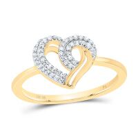 10K Yellow Gold Natural Diamond Heart Ring 0.14 Cttw
