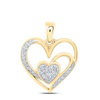 10K Yellow Gold Natural Diamond Heart Pendant 0.14 Cttw