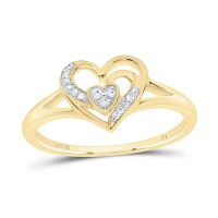 10K Yellow Gold Natural Diamond Heart Ring 0.05 Cttw