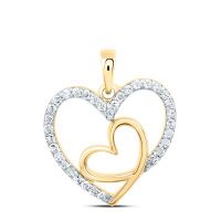 10K Yellow Gold Natural Diamond Heart Pendant 0.20 Cttw