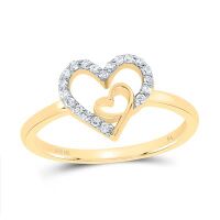 10K Yellow Gold Natural Diamond Heart Ring 0.13 Cttw