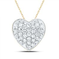 10K Yellow Gold Natural Diamond Heart Pendant 0.20 Cttw