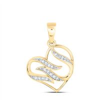 10K Yellow Gold Natural Diamond Heart Pendant 0.05 Cttw