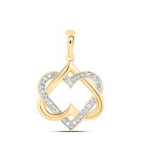 10K Yellow Gold Natural Diamond Heart Pendant 0.14 Cttw