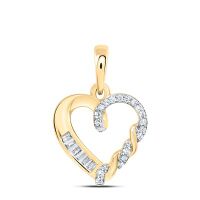 10K Yellow Gold Natural Diamond Heart Pendant 0.10 Cttw