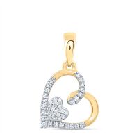 10K Yellow Gold Natural Diamond Heart Pendant 0.10 Cttw