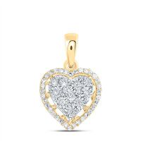 10K Yellow Gold Natural Diamond Heart Pendant 0.13 Cttw
