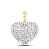 10K Yellow Gold Natural Diamond Heart Pendant 0.50 Cttw