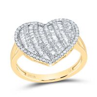 10K Yellow Gold Natural Diamond Heart Ring 0.63 Cttw