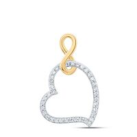 10K Yellow Gold Natural Diamond Heart Infinity Pendant 0.14 Cttw