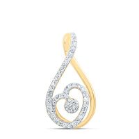 10K Yellow Gold Natural Diamond Heart Pendant 0.20 Cttw