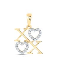 10K Yellow Gold Natural Diamond Heart Pendant 0.13 Cttw